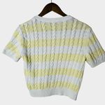 Dunst Striped Cable Knit Short Sleeve Sweater Top Size S Yellow Photo 6