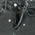 PacSun  SZ 25 Jean Mom Shorts Floral Daisy Embroidered Cuffed Pocket Zip-Fly Gray Photo 5