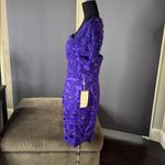 Women’s Purple Short Sleeve Formal Dress Lace Appliqué Zip Up Back Size 8 NWT Photo 5