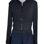 SheIn PETITE Zip Up Drawstring Crop Hoodie Black / Petite L(8/10) Photo 4