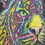 The Mountain  NEON PAINTED TIGER FACE GRAPHIC PRINT SWEATSHIRT ACID BLEACH WASH L Photo 3