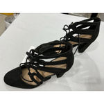 Womans Christian Siriano Ankle shoe 6.5 Black Strappy Tie Block Heel Photo 2