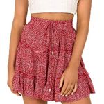 Princess Polly Red Floral Skirt Photo 0