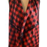 Tickled Teal Red and Black Buffalo Plaid Open Front Vest Photo 0