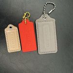 Coach 3  Leather Dog tags, Beige, Red & Gray Photo 1