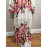 Floral Chiffon Maxi Dress Womens S White w/pink Bridal Romantic Cottagecore Chic Photo 1