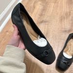 Clarks | NWT Lyrical Sky Black Leather Square Toe Buckle Ballet Flats, 7.5M Photo 1