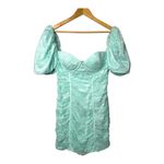 Oh Polly Oh‎ Polly Mini Dress Ruched Corset Puff Sleeve Mint Green Lace Size 8 NWT Photo 2