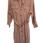 ZARA  Oversized Mauve Pink Shirt Long Sleeve Dress with Belt Size Large Photo 0