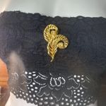 Gold Tone Textured Dual Feather Leaf Brooch Pin Photo 2