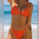 Cupshe Women's X Vanessa Orange Crochet String Hipster Bikini Set Size Medium Photo 6