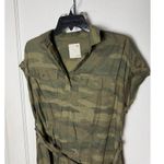 SO  Women's Army Green Camo Collared Mini Tie Belt Shirt Dress Size Small Photo 1