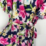 NWT Tori Richard Honolulu Womens Floral Wrap Dress Sz 8 Navy Pink Tencel Blue Photo 6