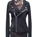 Cache Black Offset Front Zipper Top Jacket New Zipper Pocket Embellished $178 Photo 0