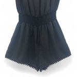 Patrizia Pepe Romper Women's S Smocked Neck & Waist Pom Pom Trim Silky Black Photo 7