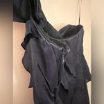 Rickie Freeman Teri Jon Navy Ruffle Tiered Formal Gown w/ Rosette Bow Strap Photo 2