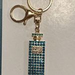 Aqua Blue and Gold Tone No. 5 Parfum Bottle Keychain or Bag Charm Photo 0