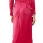 WAYF Cranberry colored satin long sleeve tie front dress, XS Photo 1