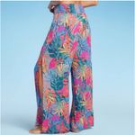 Kona Sol  Wide Leg Side Slit Hawaiian Floral Beach Pants Cover Up Swim Size Small Photo 1