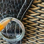 Brighton : Black/ Brown Wicker Shoulder Bag- Silver tone- Leather Trim- wear Photo 9