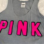 PINK - Victoria's Secret VS Pink sequin logo gray pink black graphic tee cropped tank Photo 2
