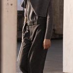 ZARA WOOL BLEND WIDE LEG PANTS ZW COLLECTION Belted Black/Grey Size XL NEW Photo 5