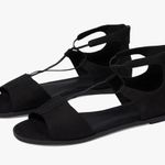 Eileen Fisher Rose Black Suede Flat Dress Strappy Sandals Shoes sz 6 Photo 0