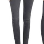 White House | Black Market  Velvet Skinny Jeans — Gray, Size 12R, Zip Hem EUC Photo 0