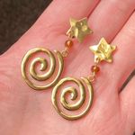 Handmade retro vintage boho funky grunge style fully stainless steel star & swirl dangle earrings☀️🌀 Photo 1
