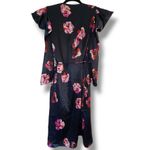 Joie  Miltona Navy Floral Satin Wrap Midi Dress Women’s Size Small Photo 9