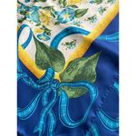 Vintage Woman Scarf Godiva Blue White Green Yellow Silk Morning Glory Classic Photo 1