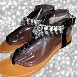 Chase and Chloe  beautiful black braided strap thong sandals with gorgeous … Photo 3