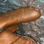Brown Faux Leather Zip Up Ankle Boots Block Heel Photo 3