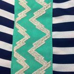 THML Black White Stripes Green Aztec Tribal Print Racerback Tank Top Large Photo 2