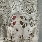 Paper + Tee  Eyelet Lace Ruched Trim Crop Top in Off White Size Large Photo 7