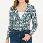 Wet Seal  Large Purple White Floral Sweater Photo 0