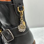 Coach EUC  Moto Bootie Tea Rose Block Heel Black Leather Suede Women's 5 Photo 3