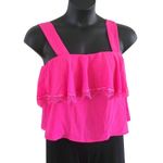 CAD Women’s Hot Pink Sleeveless Ruffle Blouse with Lace Trim – Size Large (NWOT) Photo 1