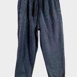 ZARA Womens Pants Sz S Paperbag Raw Frayed Hem Elastic Tie Waist Baggy Goth Photo 0