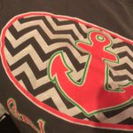 Simply Southern  Sz S Sparkle Chevron Anchor T-Shirt Gray Tee Photo 4