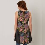 Free People  Backyard Tank Top Floral Sleeveless Black Tunic Bohemian Long Photo 1