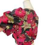 Jealous Tomato Floral Puff Sleeve Wrap Top Small Love You More Black, Pink, Gold Photo 4