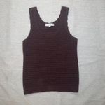 Loft | Chocolate Brown Crochet Scoop Neck Sweater Tank Top | Small Photo 1