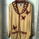 New Storybook Knits Women Sweater sz S button up Butterfly Embellished Cardigan Photo 2