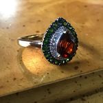 Natural Citrine Chrome Diopside Sterling Silver Yellow Gold Vermeil Ring Size 6 Red Photo 7