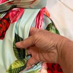 FLORAL DRESS small belted zip back blue circle skirt stretchy pockets. Photo 4