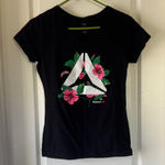 Reebok  Black Tee with Pink and Green Floral Accents / M32 Photo 0