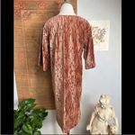 ZARA  Crushed Velvet Copper Short Sleeve Boxy V-neck Dress Medium Photo 2