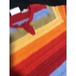 Liz Claiborne  Crochet‎ Knit Top Colorful Striped Short Sleeve Womens S/M Photo 2
