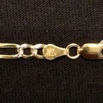 Gold Chain Figaro Two Tone 20in 4mm .925 Italy Photo 2